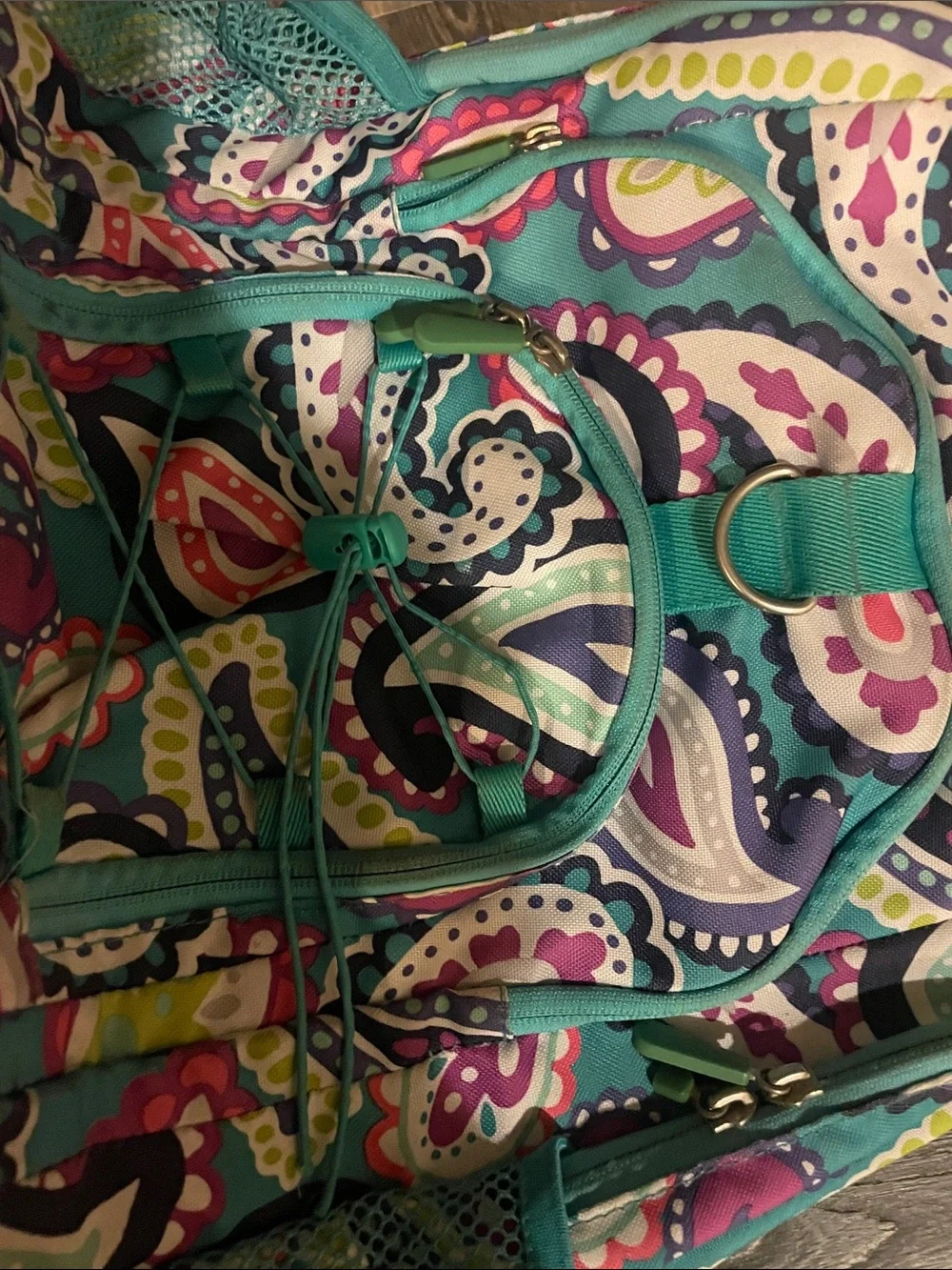 Pottery Barn Kids Turquoise Paisley Backpack with Pink and Purple Accents